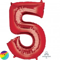 Folija balon - Številka 5 Rdeče barve Folija balon - Številka 5 Rdeče barve